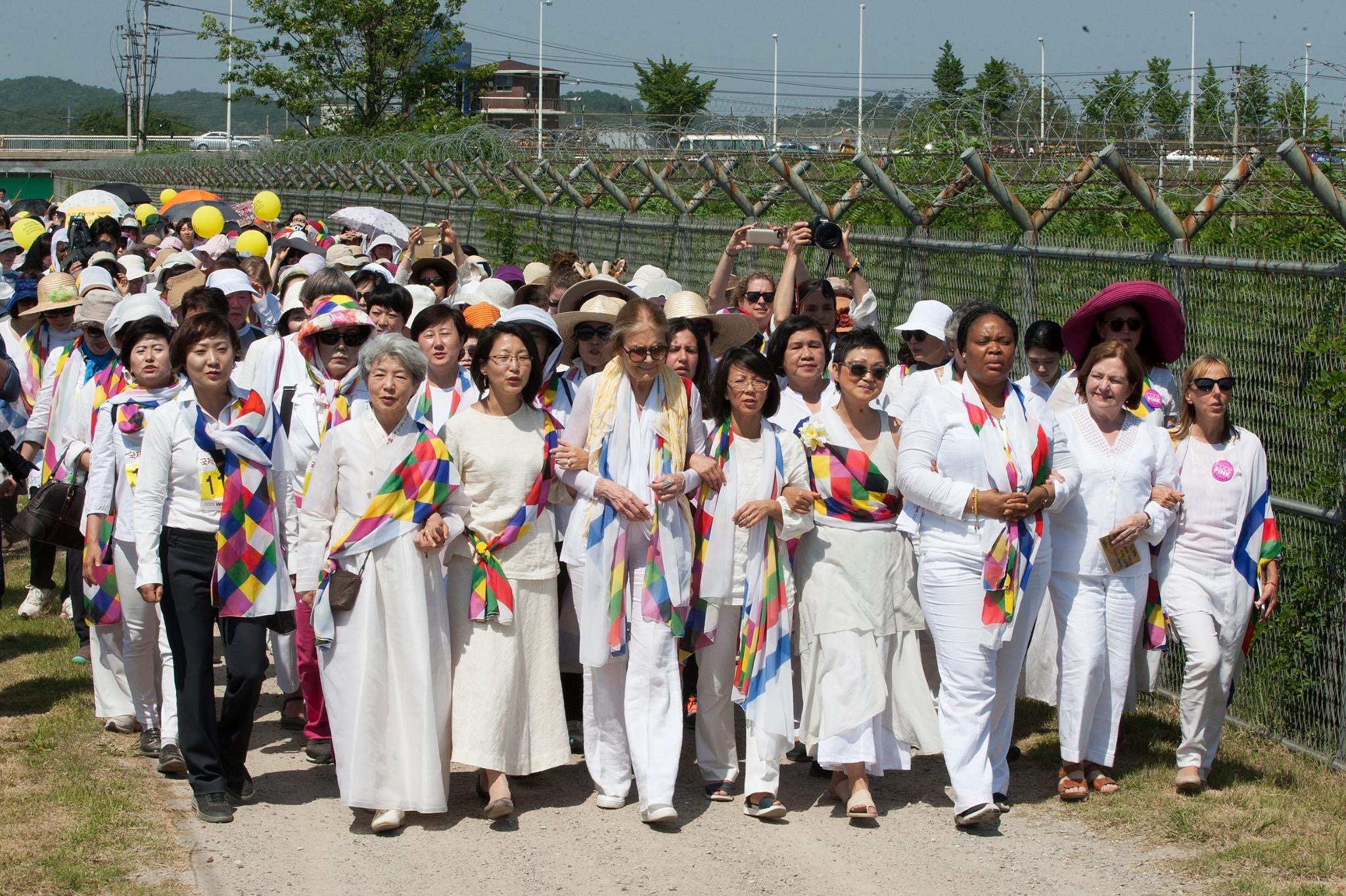 Gloria Steinem, Christine Ahn, Leymah Gbowee, and Mairead Maguire among the 30 women peacemakers who crossed the DMZ in 2015