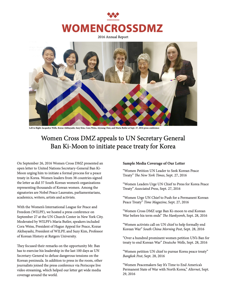 Women Cross DMZ 2016 Annual Report